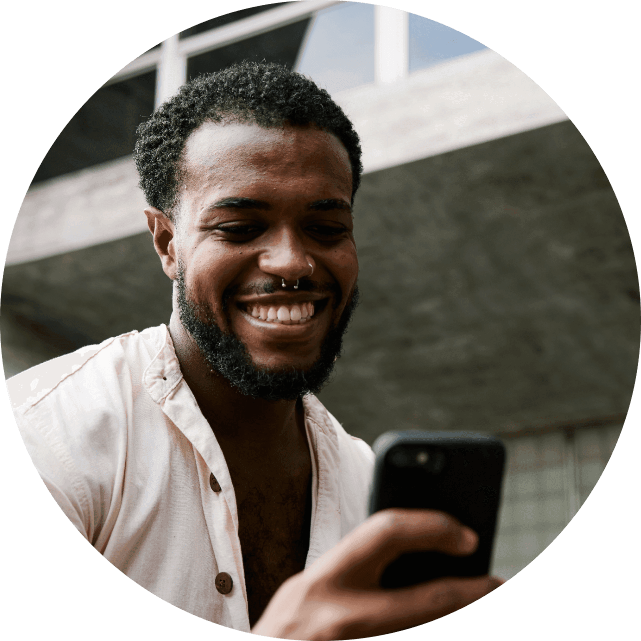 Customer using a phone